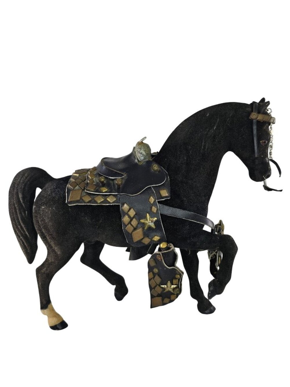Vintage Breyer Horse Flocked Family Arabian Stallion Saddle FAS Black AS IS